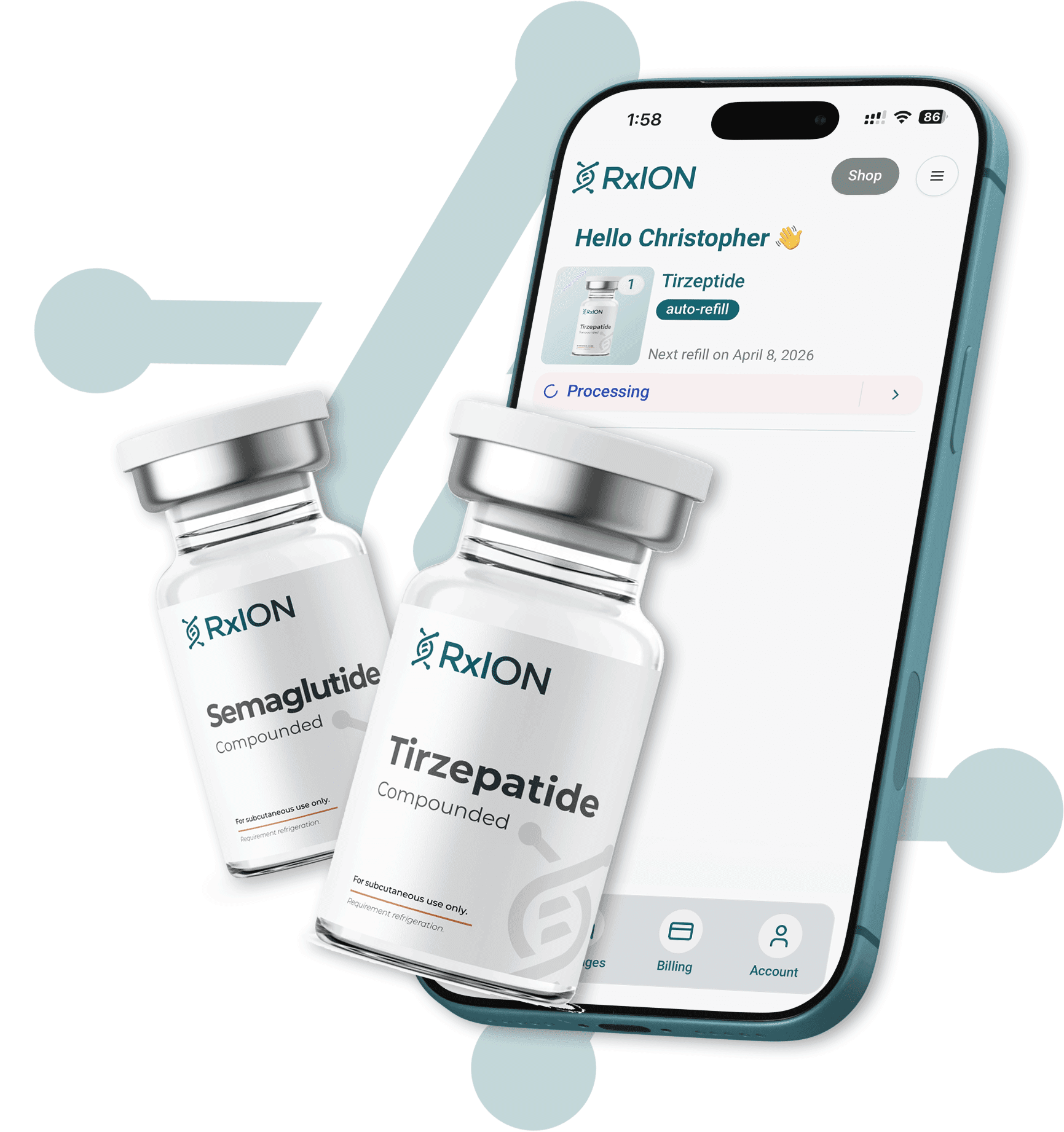RxION App with medication vials